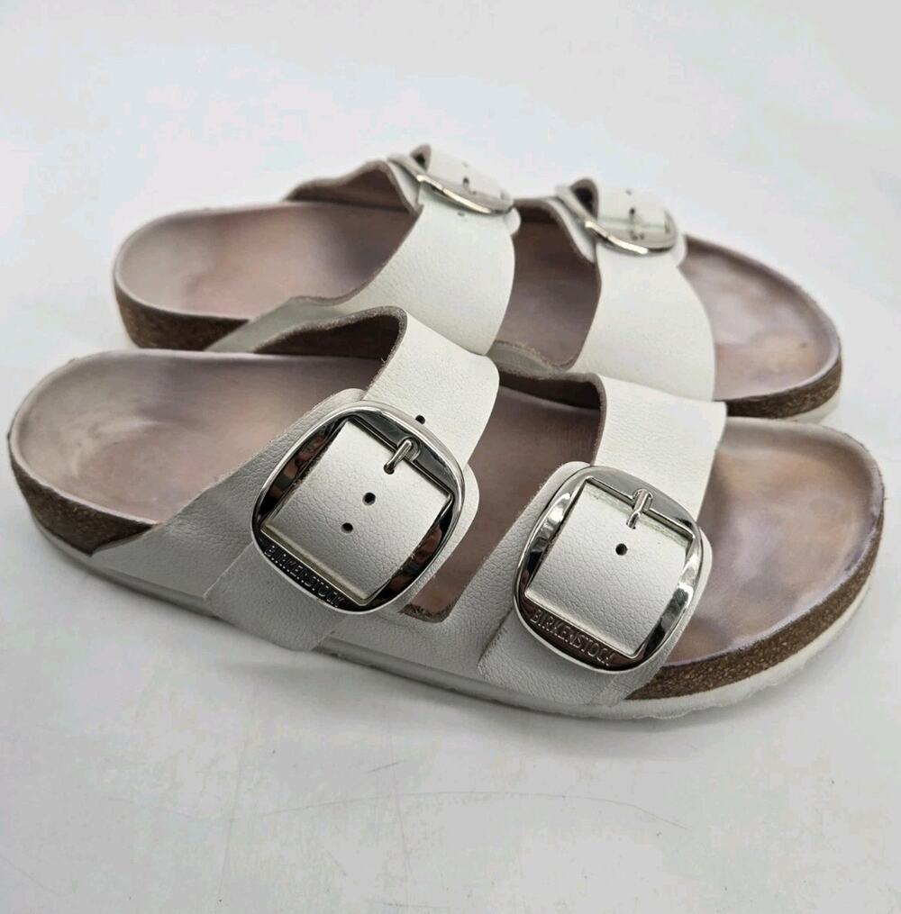 Birkenstock Arizona Double Strap White Leather Sandals Women's Sz 40/ US 9 - 9.5